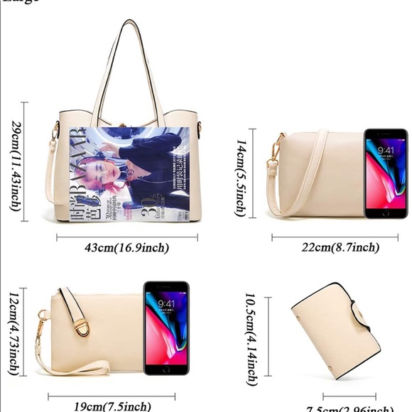 4pcs set tote Leather Handbag - Picture 4 of 6